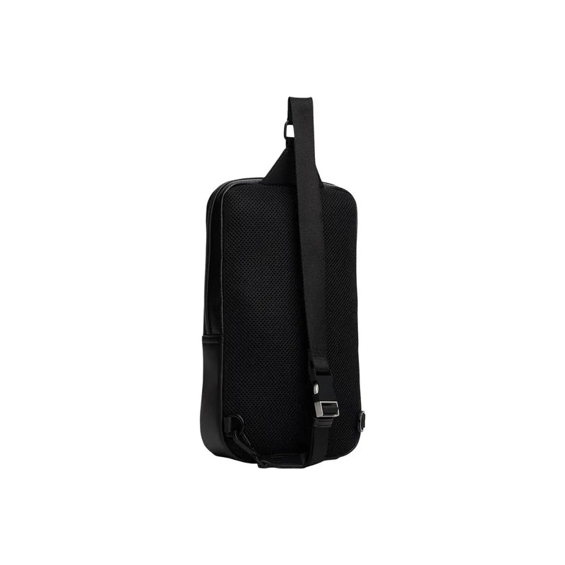 Tommy Hilfiger Schwarze Herren-Schultertasche aus Polyurethan mit schwarzem Mesh-Design, verstellbarem Schultergurt, 24 x 33 x 9 cm