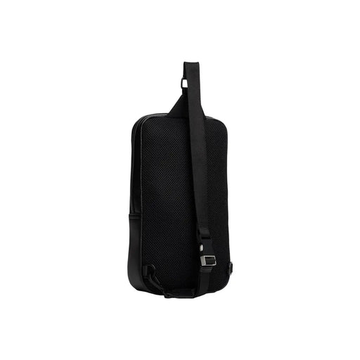 Tommy Hilfiger Schwarze Herren-Schultertasche aus Polyurethan mit schwarzem Mesh-Design, verstellbarem Schultergurt, 24 x 33 x 9 cm