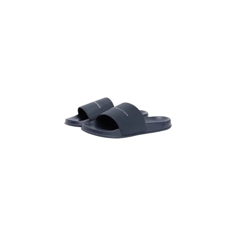 Dunkelblaue Tommy Hilfiger Herren-Sandalen mit minimalistischem Design und dezentem weißen Logo aus Polyurethan