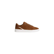 Tommy Hilfiger Herren-Sneaker, beige Wildleder, niedrigtop mit weißer Gummisohle und dezentem beigefarbenem Akzentstreifen für Herbst und Winter