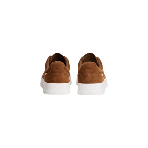Tommy Hilfiger Herren-Sneaker, beigebraun, Wildleder, niedrigtop Schuhe mit weißer Gummisohle für Herbst und Winter