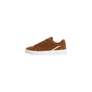 Tommy Hilfiger Herren-Sneaker, beige Wildleder, niedrigtop mit weißer Gummisohle und cremefarbenem Diagonalstreifen für Herbst und Winter