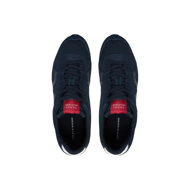 Dunkelblau Tommy Hilfiger Herren-Sneaker aus Polyester mit roten Markenelementen und weißen Gummisohlen