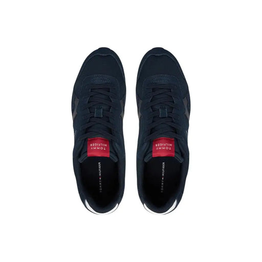 Dunkelblau Tommy Hilfiger Herren-Sneaker aus Polyester mit roten Markenelementen und weißen Gummisohlen