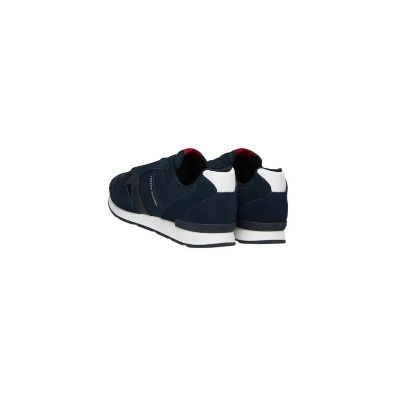 Tommy Hilfiger Herren-Sneaker aus marineblauem Wildleder mit weißen Gummisohlen und rotem Futter, Modell FM0FM05830