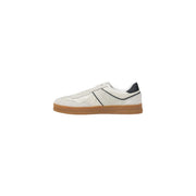 Tommy Hilfiger Herren-Sneaker aus weißem Wildleder mit schwarzen Akzenten und hellbrauner Gummisohle für den Alltag