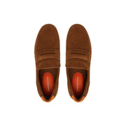 Tommy Hilfiger Herren-Mokassin-Loafer aus Wildleder in Kamelfarbe mit klassischem Slip-on-Design und orangefarbenem Innenfutter