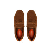 Tommy Hilfiger men suede moccasin camel loafers with classic slip-on design and orange interior lining