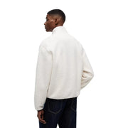 Cremefarbene Fleecejacke mit hohem Kragen und langen Ärmeln aus der Tommy Hilfiger Herren-Sweatshirt-Kollektion (weiße Kapuzenpullover aus Polyester).