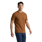 Tommy Hilfiger Herren-T-Shirt aus brauner Baumwolle mit kleinem, gesticktem Logo auf der linken Brust, normale Passform, Freizeitkleidung