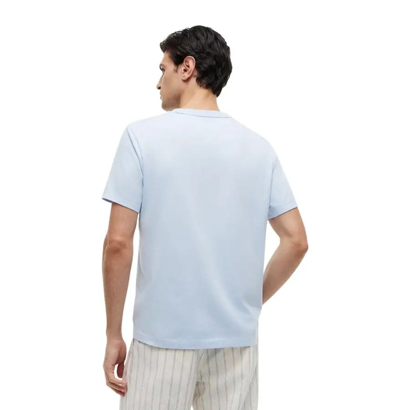 Tommy Hilfiger Herren-T-Shirt, hellblau, kurzärmelig, Rundhalsausschnitt, aus Bio-Baumwolle, normale Passform