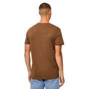 Tommy Hilfiger Schmal geschnittenes, kamelfarbenes Herren-T-Shirt aus Bio-Baumwolle in Braun mit schlichtem Rundhalsausschnitt und kurzen Ärmeln.
