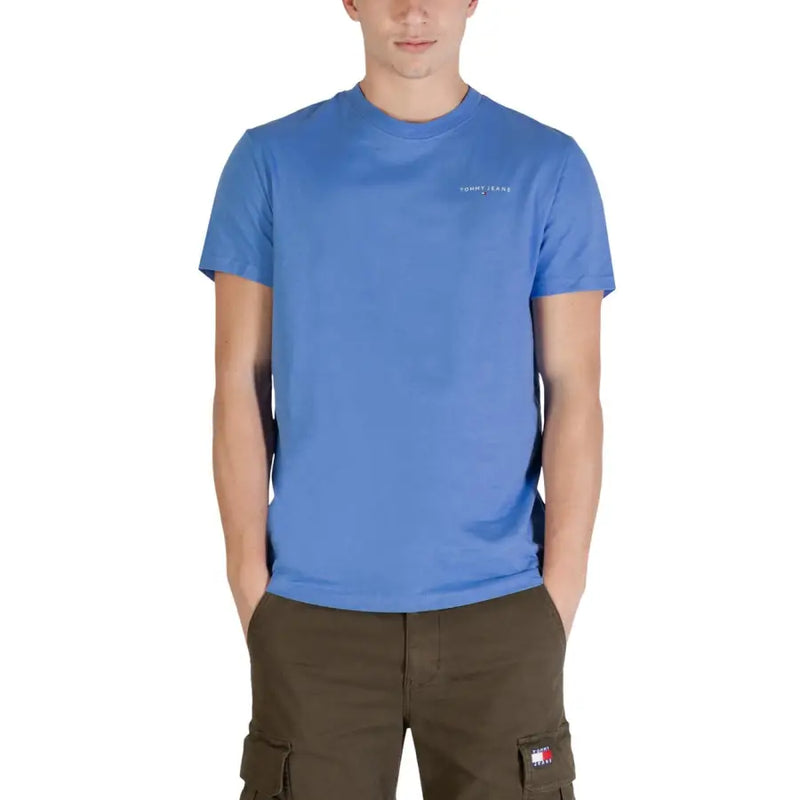 Tommy Hilfiger Slim-Fit-T-Shirt für Herren im Tommy-Jeans-Stil in Blau mit dezent gesticktem Logo aus Bio-Baumwolle