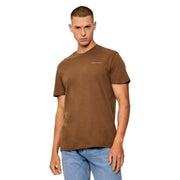 Tommy Hilfiger men slim camel t shirt made of organic cotton with a subtle embroidered logo on the chest
