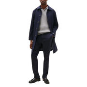 Marineblauer Wollmantel mit Knopfverschluss und klassischem Kragen Tommy Hilfiger Herrenhosen