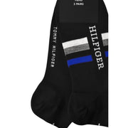 Black tommy hilfiger men socks with white and blue striped accents in cotton blend for casual wear