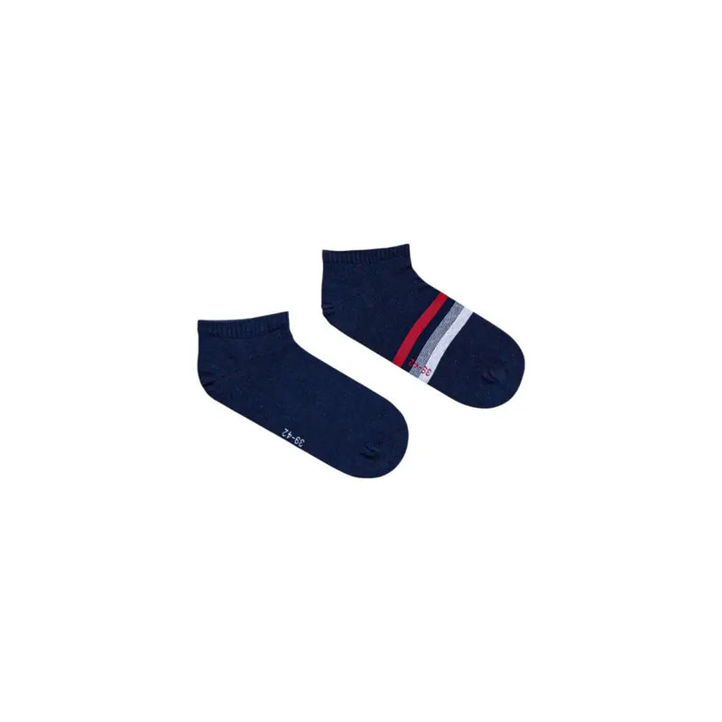 Marineblau Tommy Hilfiger Herren-Knöchelsocken mit rot-weiß gestreiften Akzenten am Fuß für die Freizeit