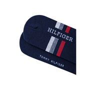 Marineblau Tommy Hilfiger Herrenunterwäschesocke mit weiß-rot gestreiftem Logo-Detail