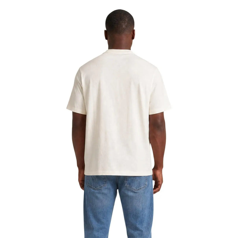 Cremefarbenes, kurzärmeliges Baumwoll-T-Shirt mit klassischem Rundhalsausschnitt von Tommy Hilfiger Herren-Kollektion aus weißer Bio-Baumwolle