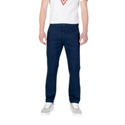 Tommy Hilfiger men’s navy blue chino pants with classic straight-leg cut and visible stitching details