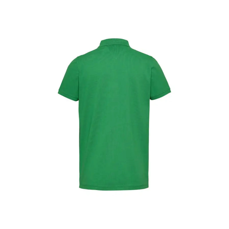 Tommy Hilfiger Grünes Herren-Poloshirt mit kurzen Ärmeln, klassischem Kragen und Rippstrickbündchen für den Sommer