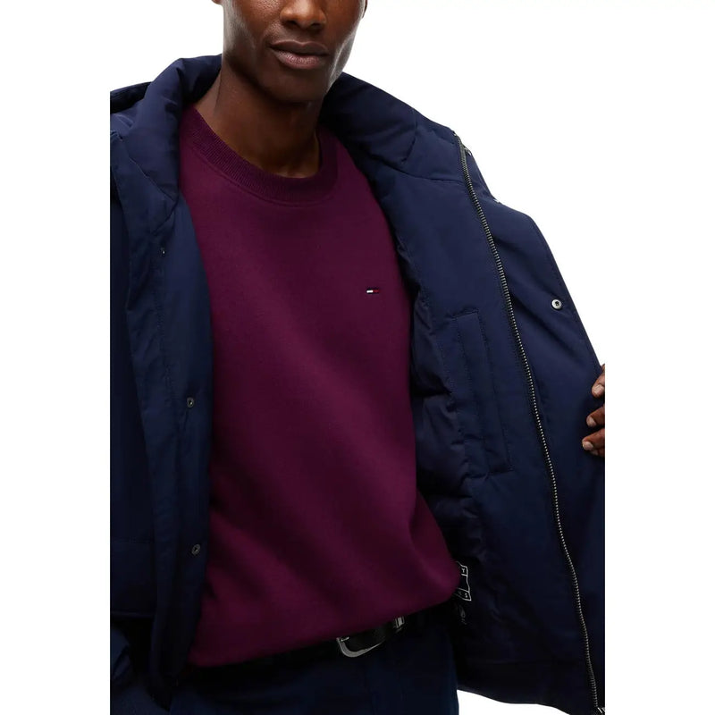 Tommy Hilfiger Steppjacke für Herren in Marineblau mit gestepptem Design und silberfarbenen Reißverschlussdetails, Vorderansicht
