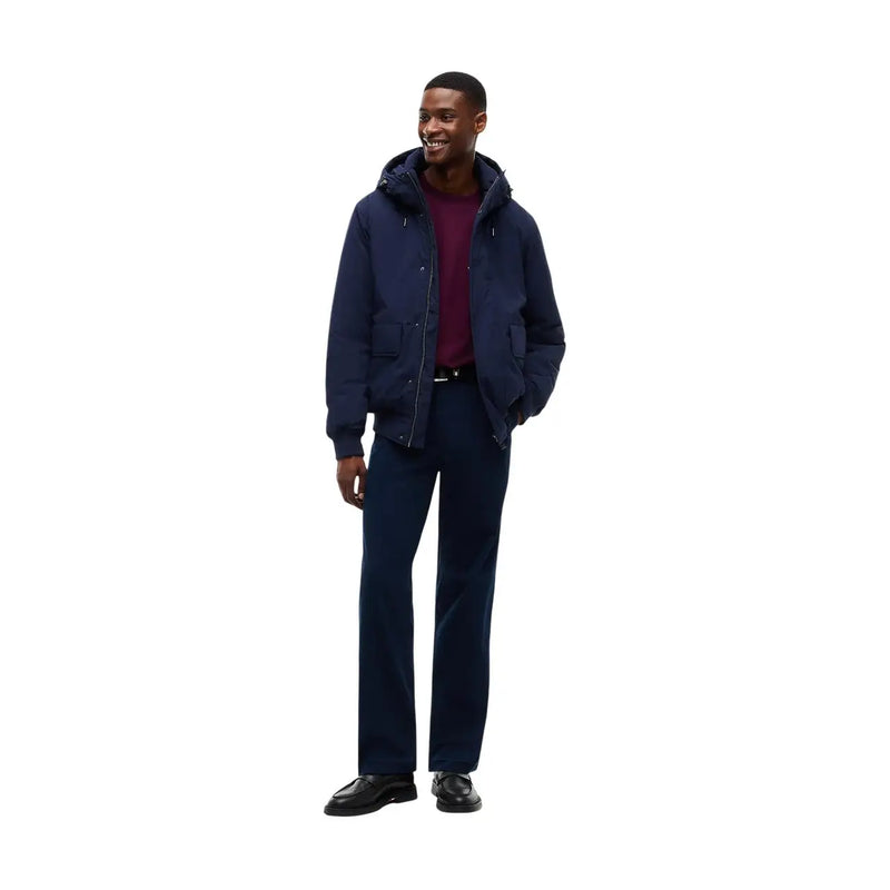 Tommy Hilfiger Steppjacke für Herren in Marineblau mit Kapuze und Frontreißverschluss, Vorderansicht