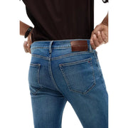 Tommy Hilfiger Slim-Fit-Jeans von Bleecker für Herren aus blauem Denim mit braunem Leder-Markenpatch, Rückansicht