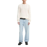 Tommy Hilfiger white organic cotton round neck sweater in cream color with cable knit textured intricate pattern