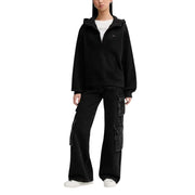 Tommy Hilfiger black hooded zip-front sweatshirt with embroidered logo