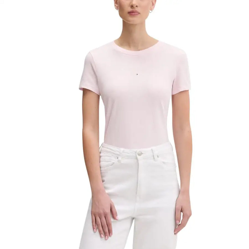 Soft pink Tommy Hilfiger short-sleeved organic cotton t-shirt