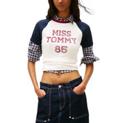 Tommy Hilfiger white organic cotton crop top with glittery Miss Tommy 85 print