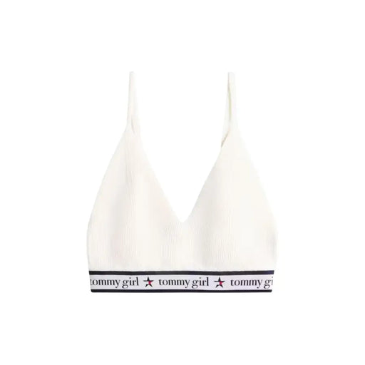 Tommy Hilfiger white ribbed knit bralette with Tommy Girl logo
