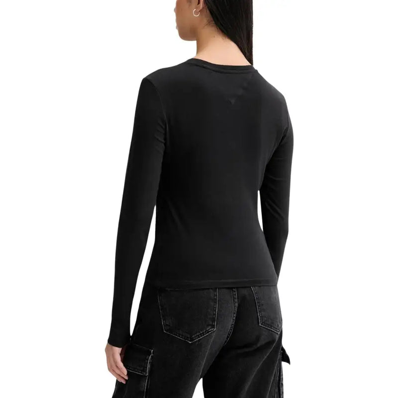 Tommy Hilfiger black long-sleeved fitted organic cotton tee for women