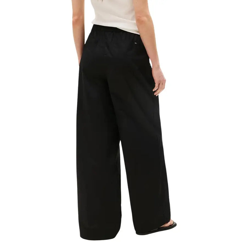 Tommy Hilfiger black organic cotton wide-leg trousers with elastic waistband