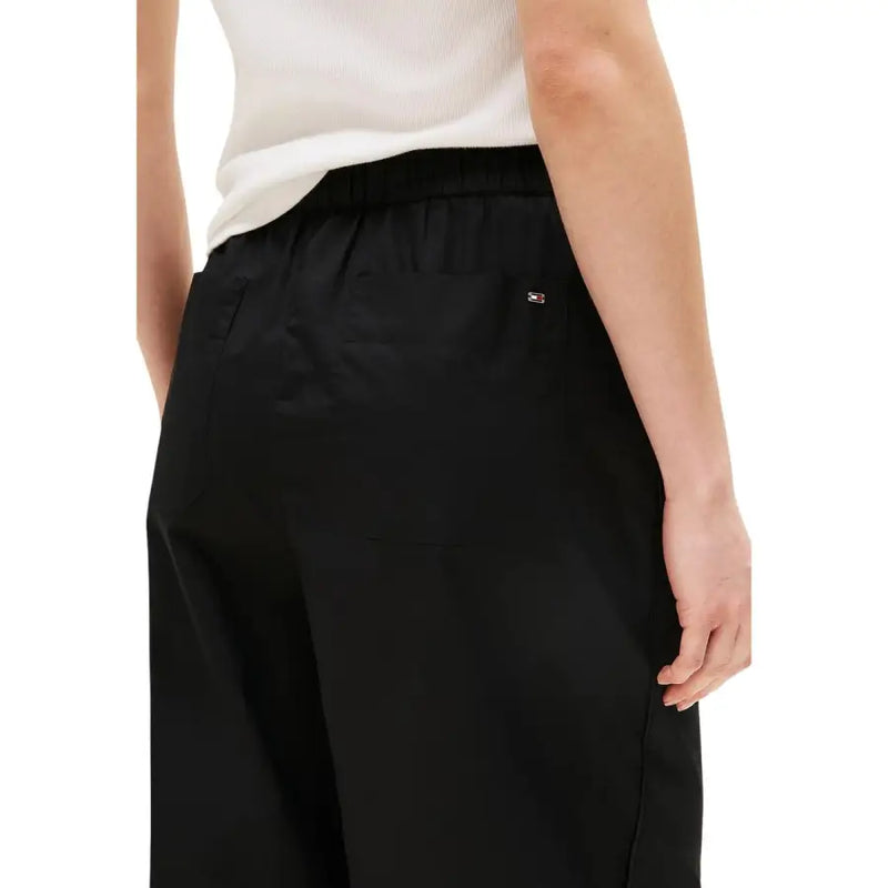 Tommy Hilfiger black wide-leg organic cotton trousers with elastic waistband