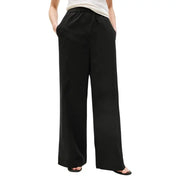 Tommy Hilfiger women black organic cotton wide-leg trousers with relaxed flowing silhouette and elastic waistband