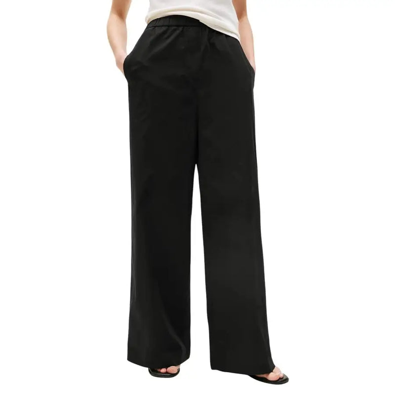 Tommy Hilfiger black organic cotton wide-leg trousers with elastic waistband