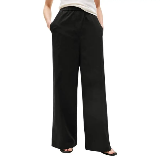 Tommy Hilfiger black organic cotton wide-leg trousers with elastic waistband