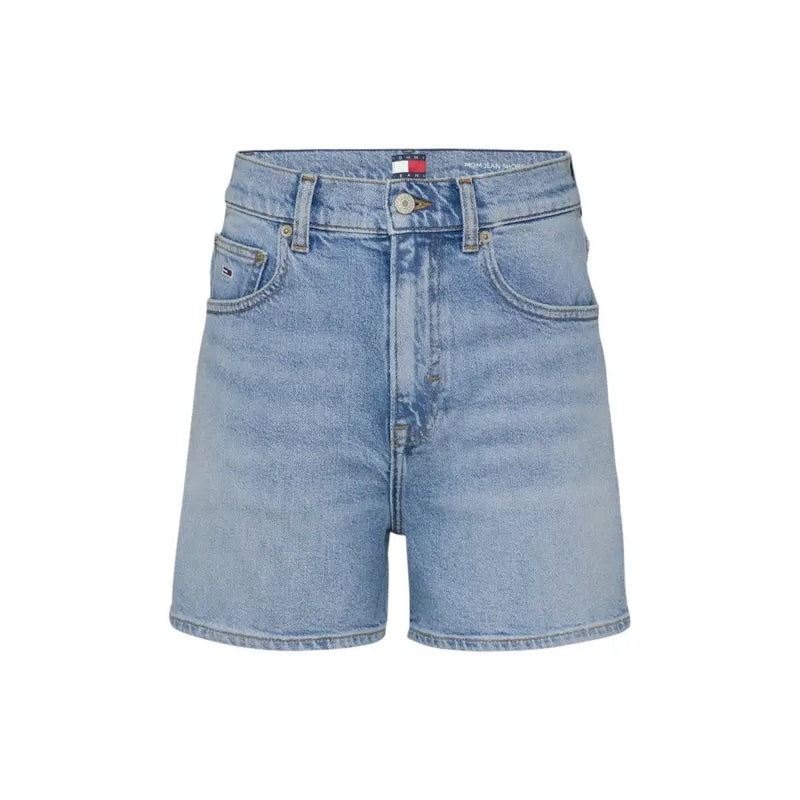 Hellblaue, hochgeschnittene Jeansshorts mit Vordertaschen und Knopfverschluss von Tommy Hilfiger
