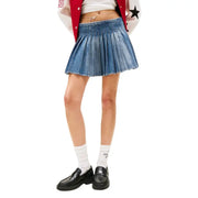 Pleated denim mini skirt from Tommy Hilfiger Women Blue Fall Winter Organic Cotton collection