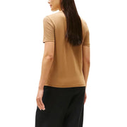 Tommy Hilfiger womens brown organic cotton fitted ribbed T-shirt