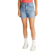 Tommy Hilfiger women denim shorts in light-wash cotton with high-rise waist and classic five-pocket design