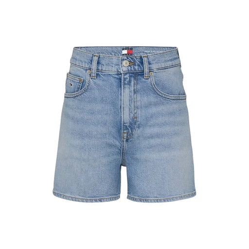 Hellblaue Jeansshorts mit klassischem High-Waist-Schnitt und Tommy Hilfiger Markenlogo am Bund aus Baumwolle
