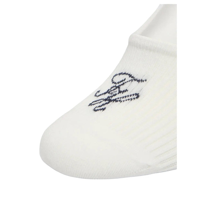 Weiße Baumwoll-Knöchelsocke mit schwarzem, gesticktem Logo an der Spitze von Tommy Hilfiger 2er-Pack Damen-Fußsocken