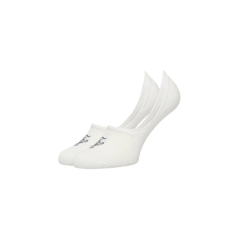 Tommy Hilfiger Weiße, unsichtbare Damen-Fußsocken aus Baumwolle mit dezentem, schwarz gesticktem Logo an der Spitze, 2er-Pack