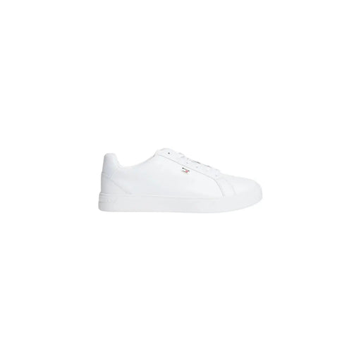 Tommy Hilfiger Weiße Damen-Sneaker aus Leder mit klarem, minimalistischem Design und dezentem seitlichem Logo.