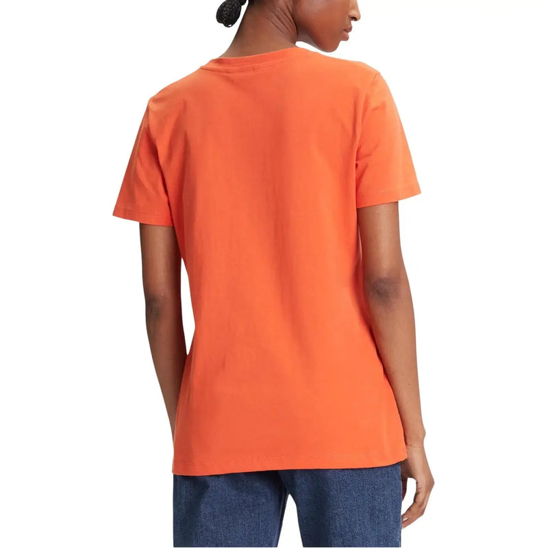 Bright orange tommy hilfiger women organic cotton short-sleeved t-shirt with classic crew neck