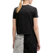 Tommy Hilfiger Schwarzes, kurzärmeliges Crop-Top aus Bio-Baumwolle für Damen t-shirt mit dezenten dreieckigen Nahtdetails am Halsausschnitt