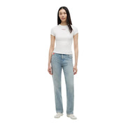 Weißes, kurzärmeliges, tailliertes Hemd t-shirt mit kleinem, gesticktem Logo aus Bio-Baumwolle von Tommy Hilfiger Damenkollektion